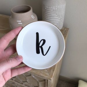 K White Gold Trim Circle Trinket Dish